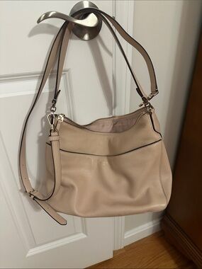 Kate Spade Pebbled Cream Shoulder Bag with adjusted cross body strap
